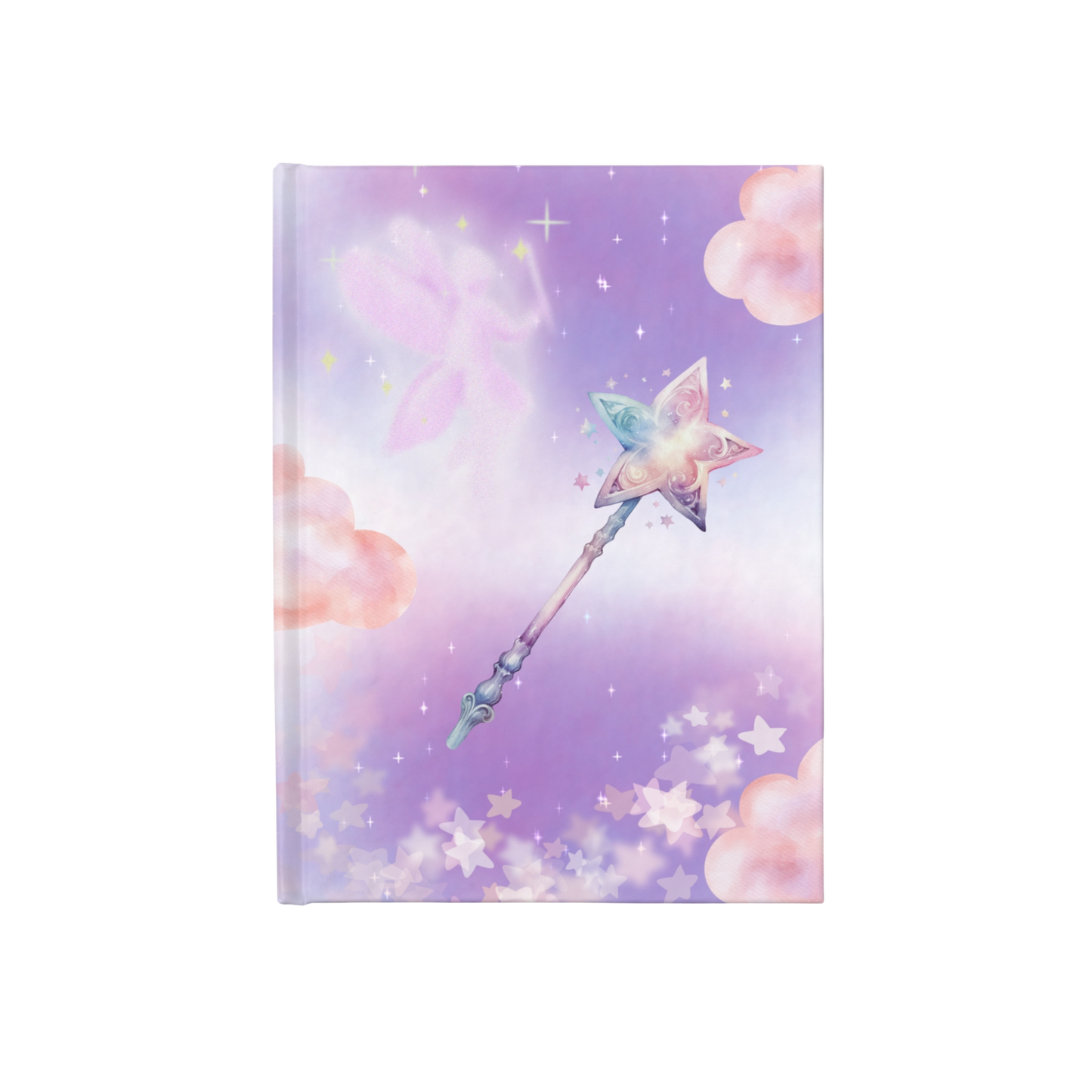 Notebook Fairy Journal with a star-shaped wand design on a pastel background