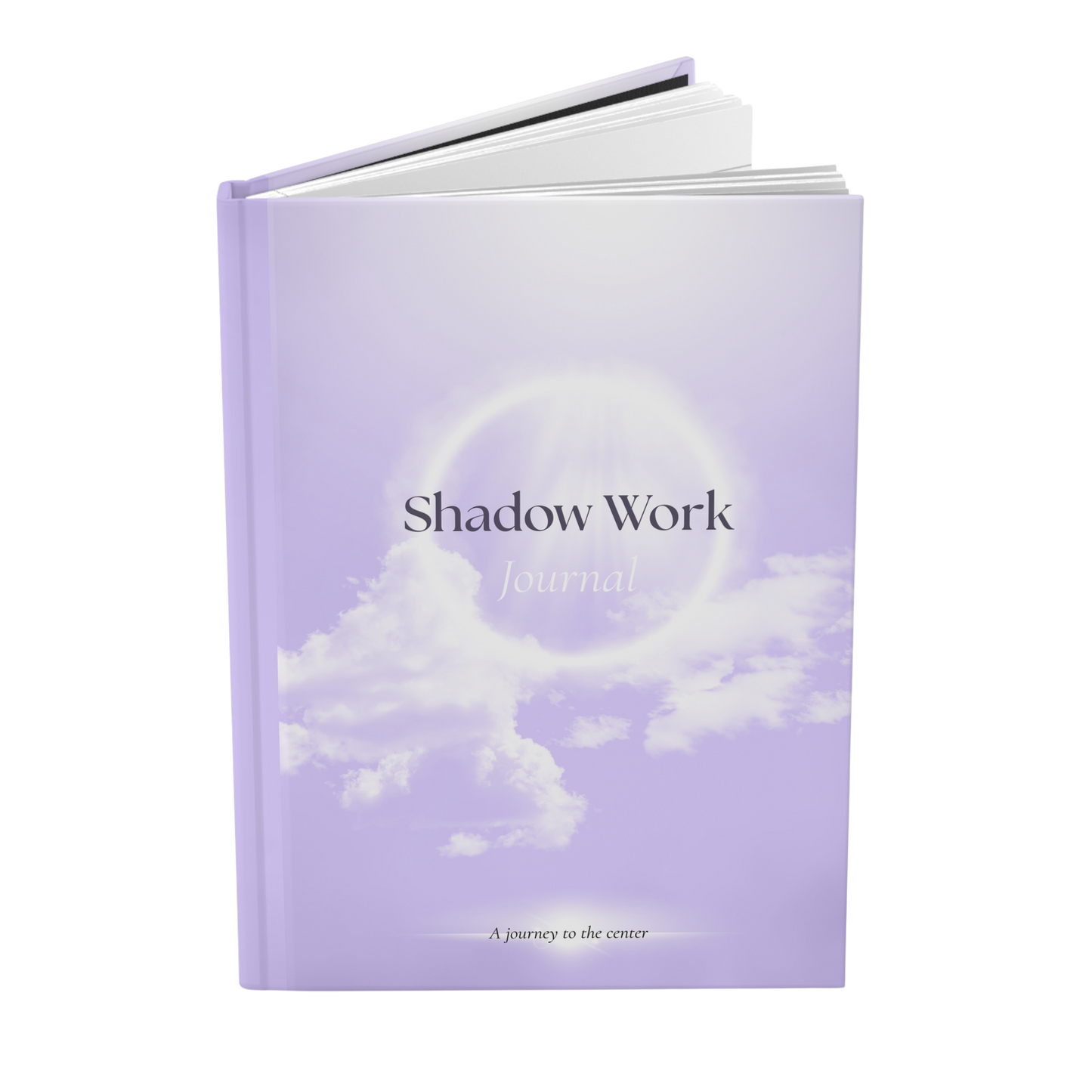Journal titled 'Shadow Work' with a celestial design and cloudy vibes self discovery spirituality