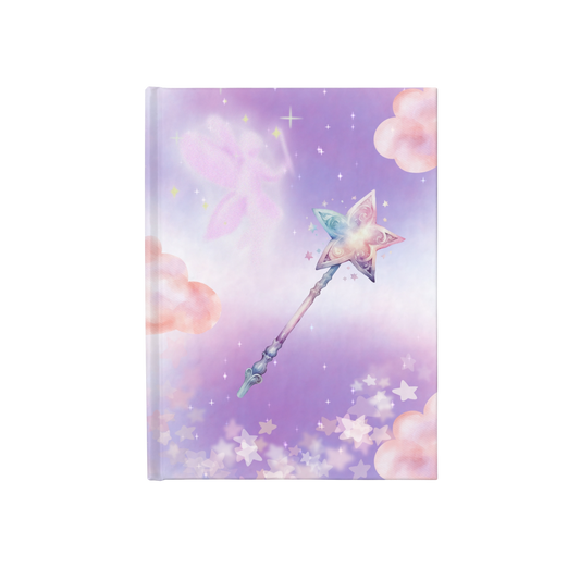 Notebook Fairy Journal with a star-shaped wand design on a pastel background