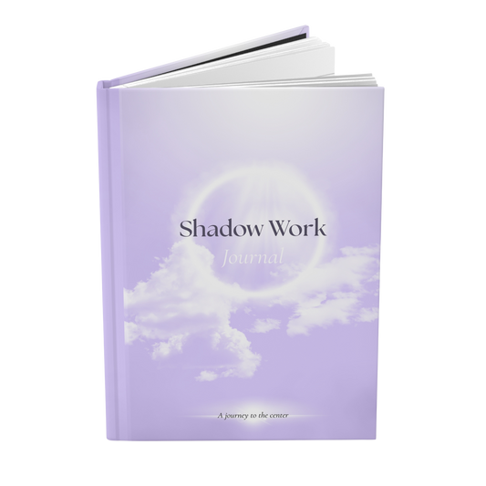 Journal titled 'Shadow Work' with a celestial design and cloudy vibes self discovery spirituality 